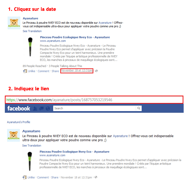 Pour avoir votre lien Facebook